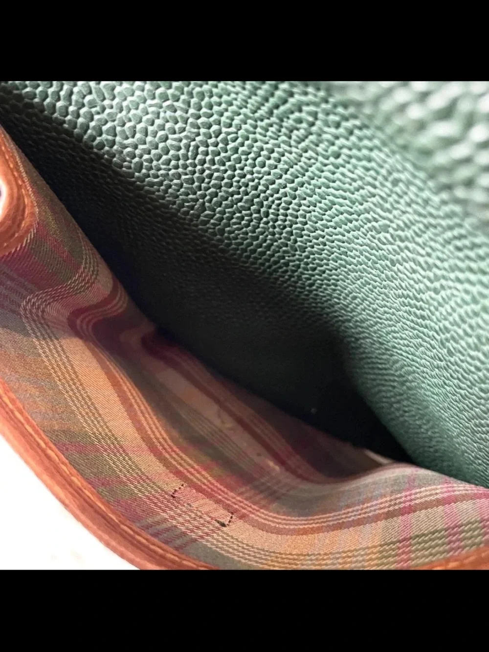 Mulberry Green Leather Messenger Bag with Brown Trim